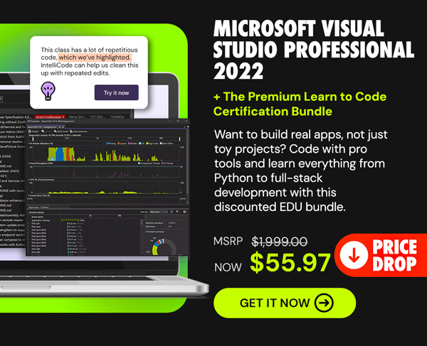Microsoft Visual Studio Professional 2022 + The Premium Learn to Code Certification Bundle