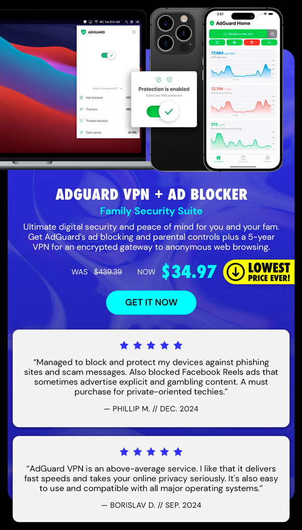 AdGuard VPN + Ad Blocker Family Security Suite