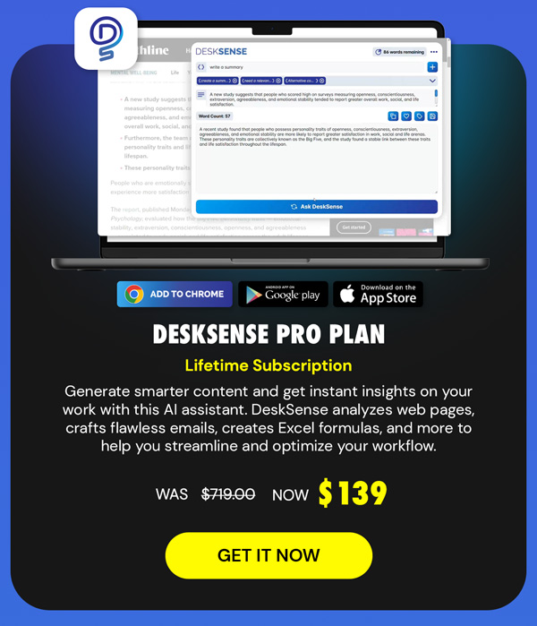 DeskSense AI Assistant - Pro Plan: Lifetime Subscription