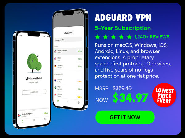 AdGuard VPN: 5-Yr Subscription