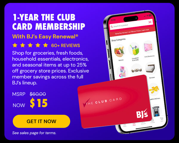 1-Year The Club Card Membership with BJ's Easy Renewal® (Terms Apply)