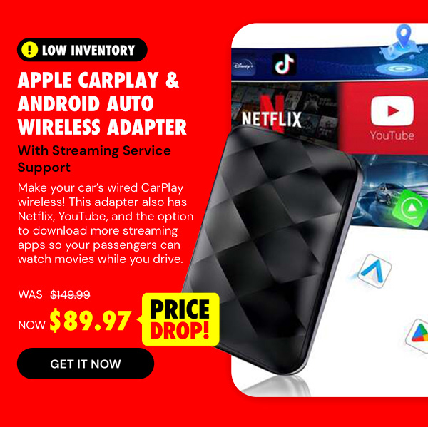 Apple CarPlay & Android Auto Wireless Adapter with Streaming Service Support (2024 Edition)