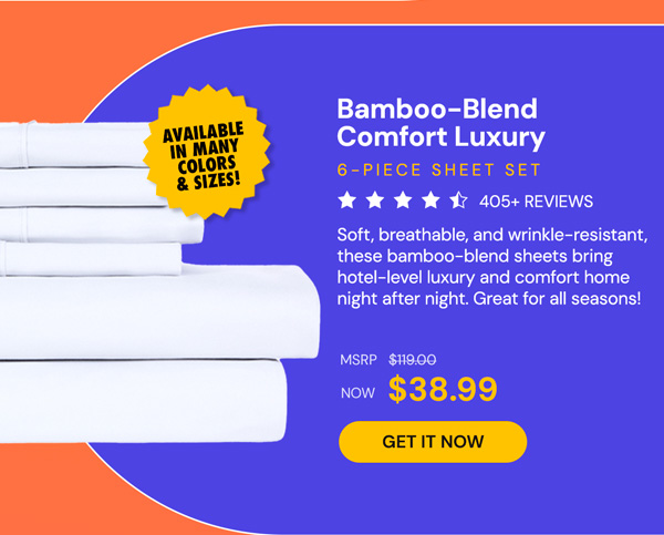 6-Piece Bamboo-Blend Comfort Luxury Sheet Set (White/Queen)
