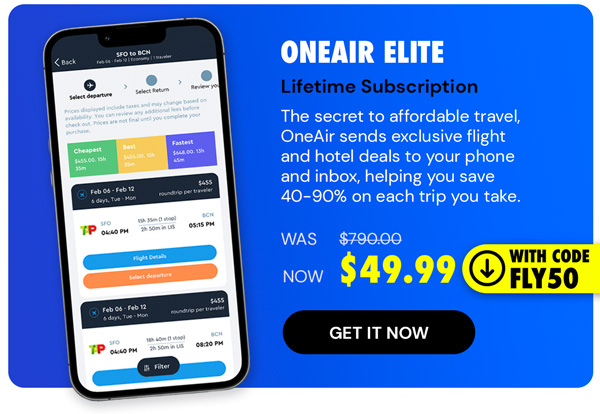 OneAir Elite Plan: Lifetime Subscription (Save Big on Flights, Hotels & More)