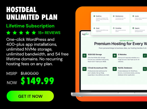 Hostdeal Unlimited Plan: Lifetime Subscription