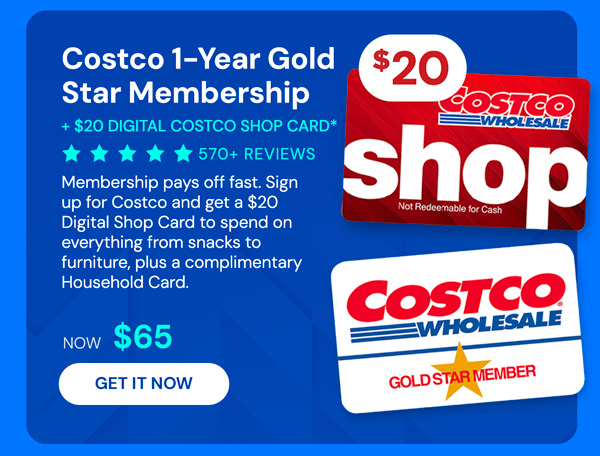 Costco 1-Year Gold Star Membership + $20 Digital Costco Shop Card