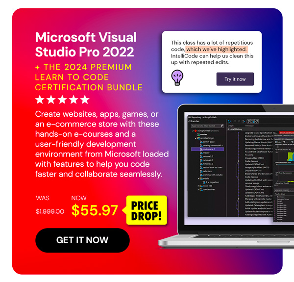 Microsoft Visual Studio Professional 2022 + The 2024 Premium Learn to Code Certification Bundle