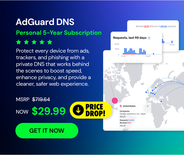 AdGuard DNS Personal: 5-Year Subscription
