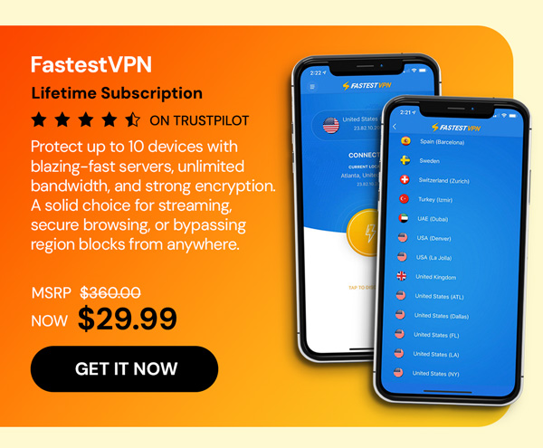 FastestVPN: Lifetime Subscription (10 Devices)
