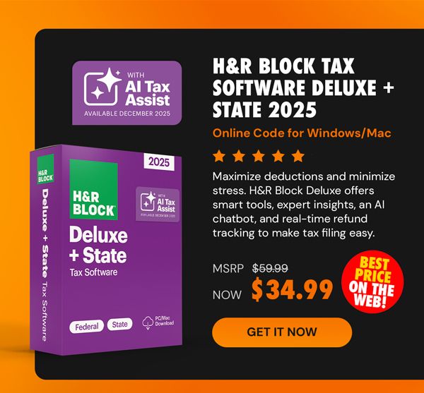 H&R Block Tax Software Deluxe + State 2025 Win/Mac [PC/Mac Online Code]
