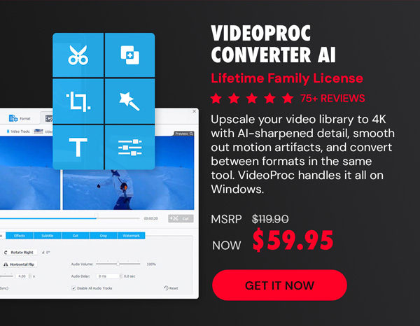 VideoProc Converter AI: Lifetime Family License (For Windows)
