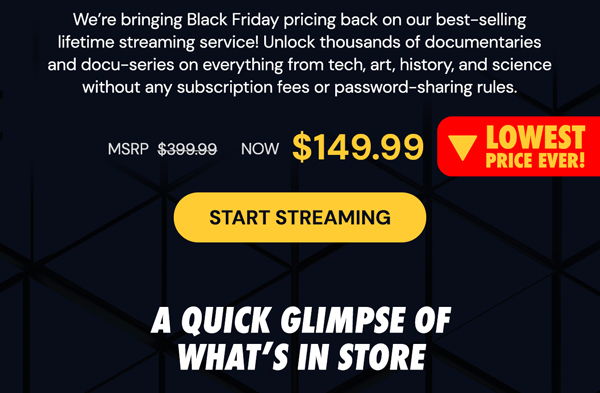 Curiosity Stream Standard Plan: Lifetime Subscription