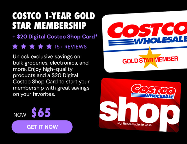 Costco 1-Year Gold Star Membership + $20 Digital Costco Shop Card