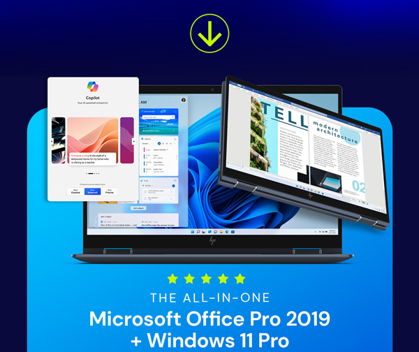 The All-In-One Microsoft Office Pro Plus 2021 for Windows: Lifetime License + Windows 11 Pro Bundle