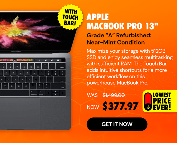 Apple MacBook Pro 13" Touchbar (2017) 3.1GHz i5 8GB RAM 512GB SSD Space Gray (Refurbished)