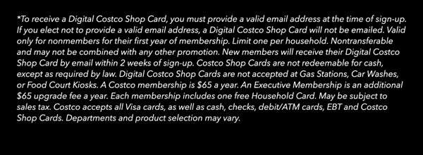 Digital Costco Shop Card Disclaimer | Terms & Conditions Apply - See Website for Details