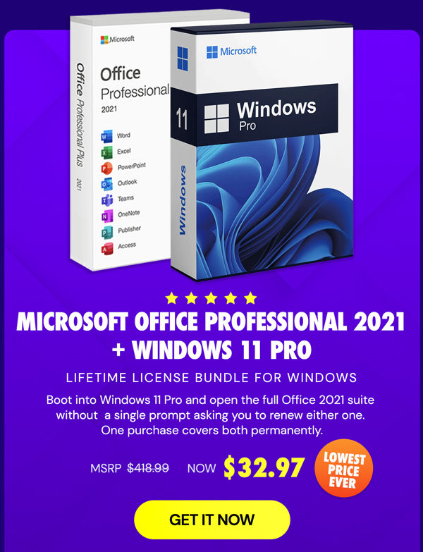 The Ultimate Microsoft Office Professional 2021 for Windows: Lifetime License + Windows 11 Pro Bundle