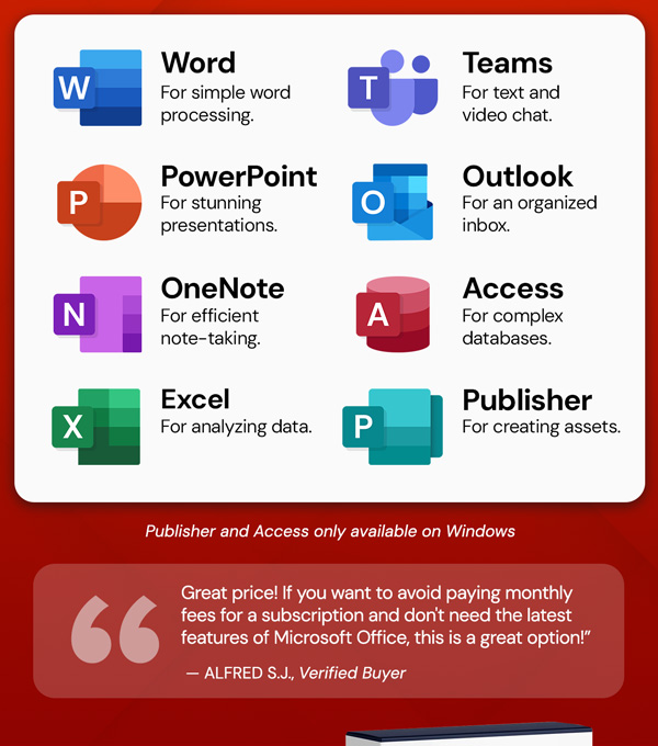 Microsoft Office 2021 for Windows or Mac: Lifetime License
