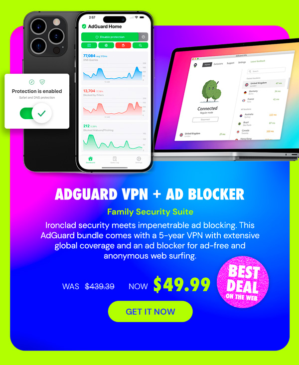 AdGuard VPN + Ad Blocker Family Security Suite