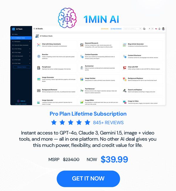 1minAI Pro Plan Lifetime Subscription