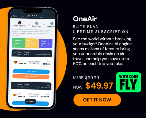 OneAir Elite Plan: Lifetime Subscription (Save Big on Flights, Hotels & More)