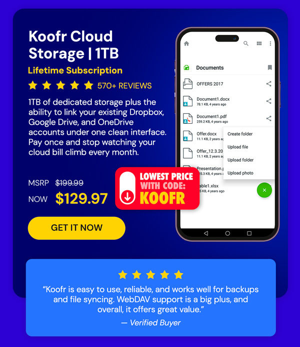 Koofr Cloud Storage: Lifetime Subscription (1TB)
