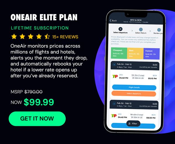 OneAir Elite Plan: Lifetime Subscription (Save Big on Flights, Hotels & More)