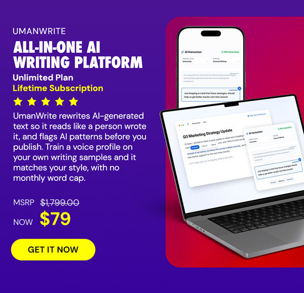UmanWrite - AI Humanizing Content Creator Unlimited Plan: Lifetime Subscription