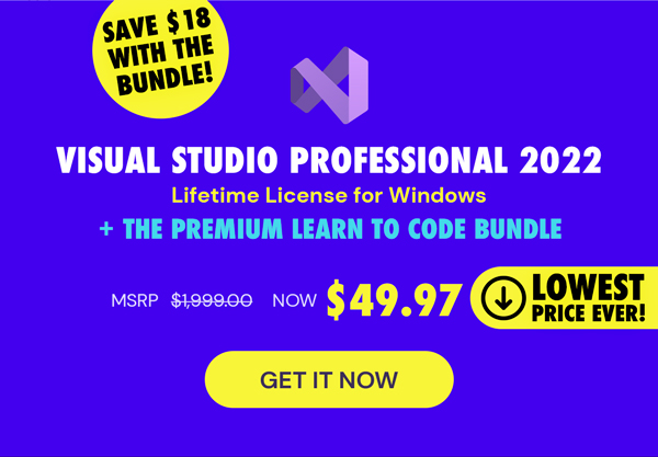Microsoft Visual Studio Professional 2022 + The Premium Learn to Code Certification Bundle