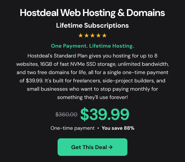 Hostdeal Web Hosting & Domains Lifetime Subscriptions