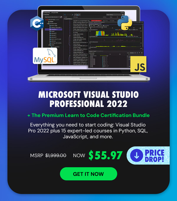 Microsoft Visual Studio Professional 2022 + The Premium Learn to Code Certification Bundle