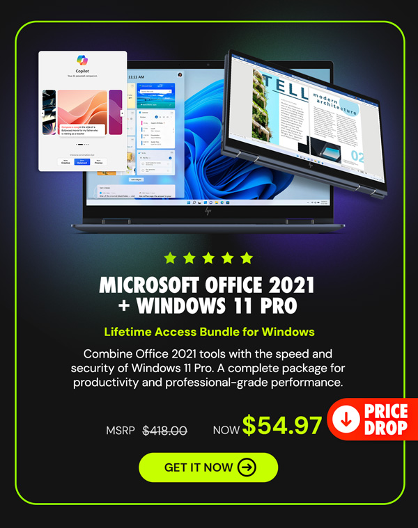 The Ultimate Microsoft Office Professional 2021 for Windows: Lifetime License + Windows 11 Pro Bundle