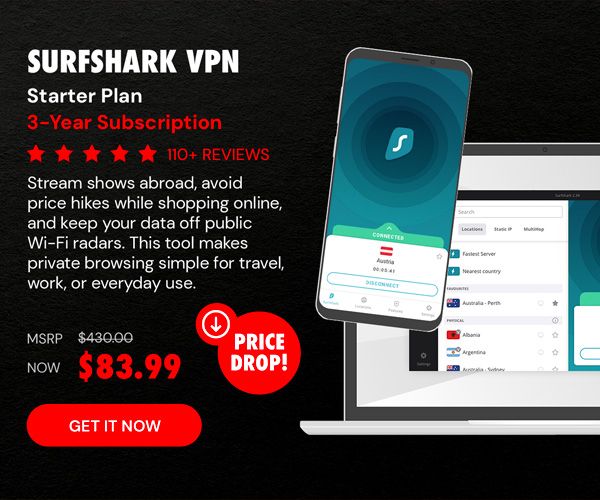 Surfshark VPN Starter Plan: 3-Yr Subscription