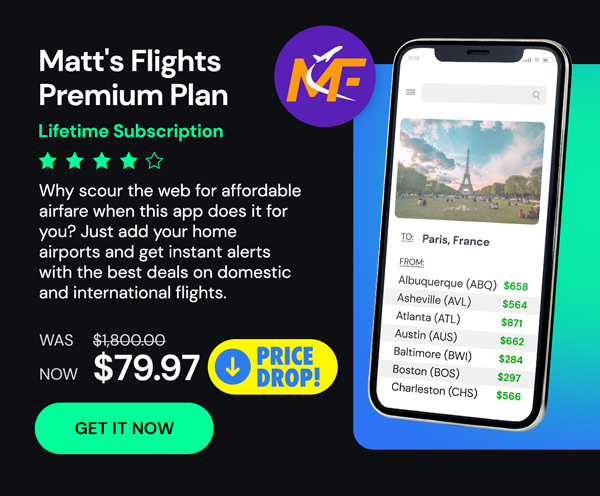 Matt's Flights Premium Plan (Lifetime Subscription) - Save up to 90% on Domestic & International flights