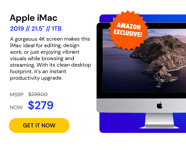 2019 Apple iMac with Retina 4K Display (21.5-inch, 8GB RAM, 1TB Storage) (Renewed)