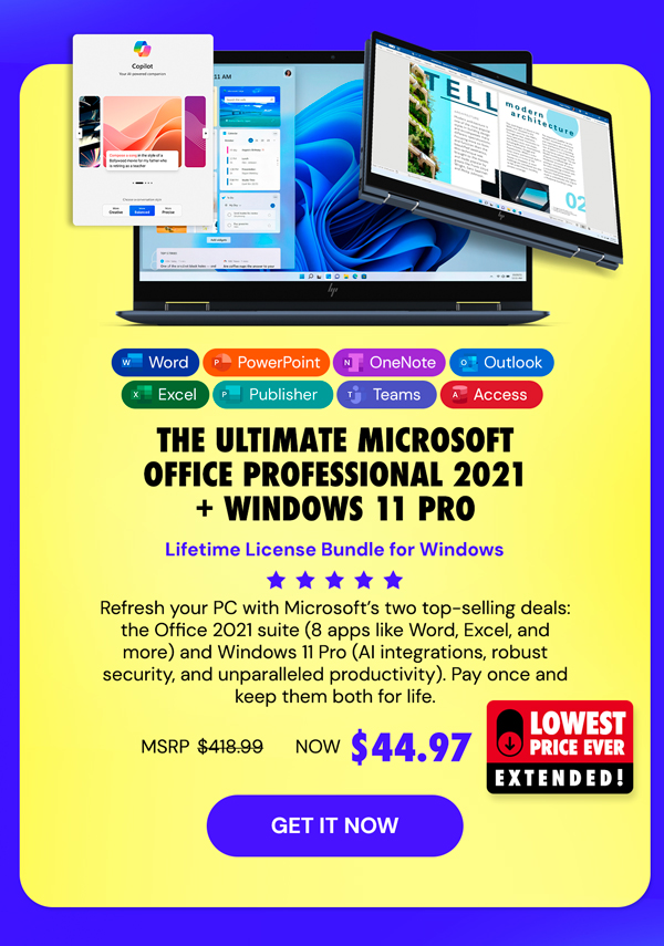 The Ultimate Microsoft Office Professional 2021 for Windows: Lifetime License + Windows 11 Pro Bundle