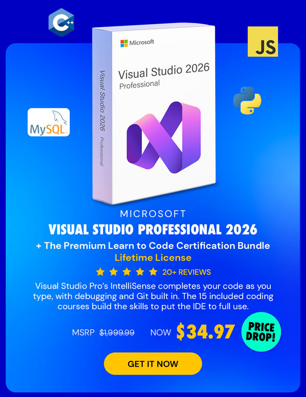 Microsoft Visual Studio Professional 2026 + The Premium Learn to Code Certification Bundle