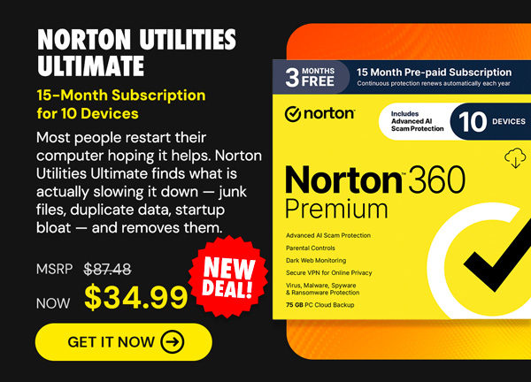 Norton Utilities Ultimate - 10 Devices - 15 Month Subscription