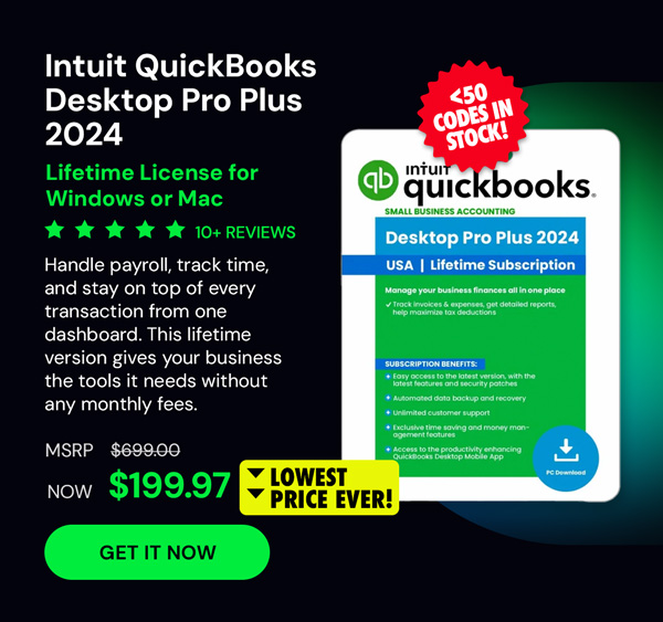 Intuit QuickBooks Desktop Pro Plus 2024 (1 User): Lifetime Licenses