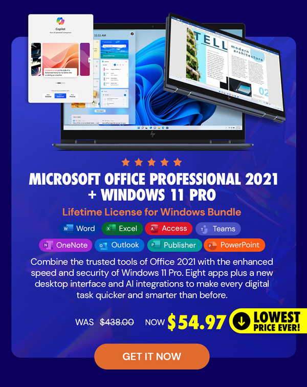 The Ultimate Microsoft Office Professional 2021 for Windows: Lifetime License + Windows 11 Pro Bundle