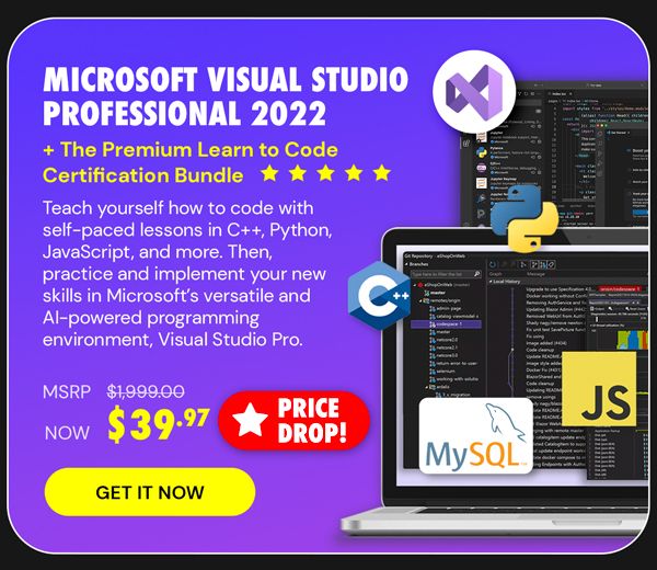 Microsoft Visual Studio Professional 2022 + The Premium Learn to Code Certification Bundle