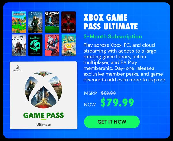 Xbox Game Pass Ultimate: 3-Month Subscription - USA - Digital Code - Stackable - Final Sale