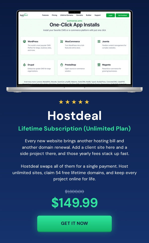 Hostdeal Unlimited Plan: Lifetime Subscription