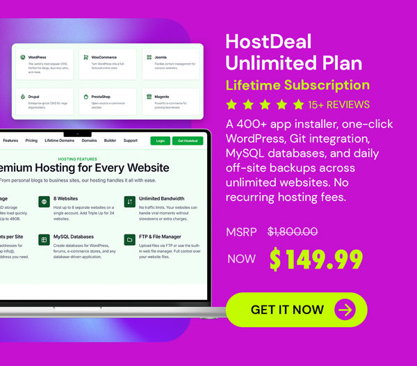 Hostdeal Unlimited Plan: Lifetime Subscription