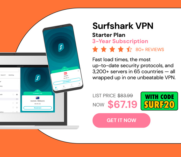 Surfshark VPN Starter Plan: 3-Yr Subscription
