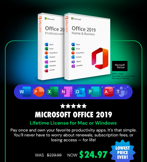 Microsoft Office 2019 for Windows or Mac