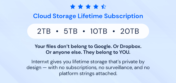 Internxt Cloud Storage Lifetime Subscription: 10TB Plan
