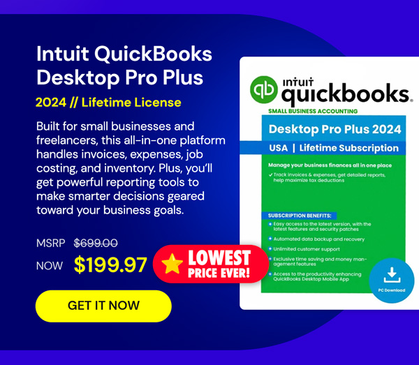 Intuit QuickBooks Desktop Pro Plus 2024 (1 User): Lifetime Licenses