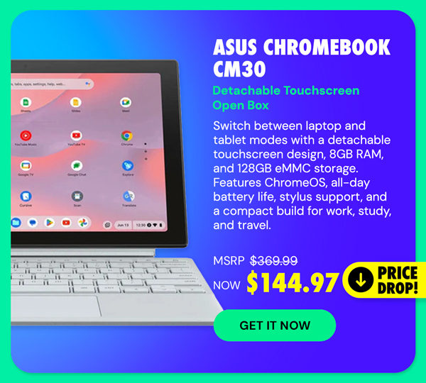 ASUS Chromebook CM30 Detachable Touchscreen 8GB RAM 128GB eMMC (Open Box)