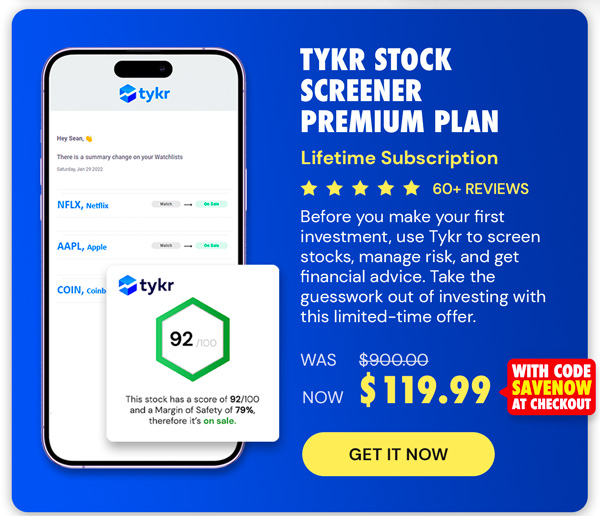 Tykr Stock Screener: Premium Plan Lifetime Subscription